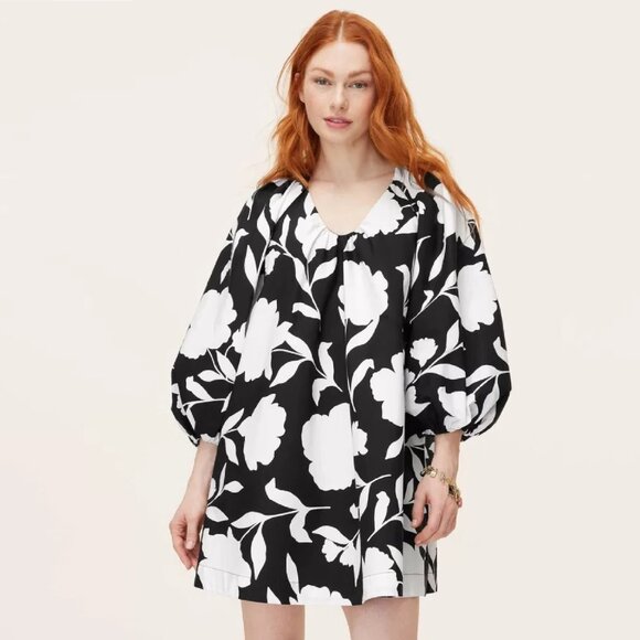 Size 1X kate spade new york Women's Classic Rose Poplin Long-Sleeve Mini Dress - Picture 1 of 5